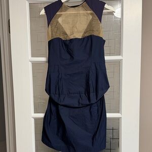 Toga Elegant Navy and Tan Sleeveless Dress
